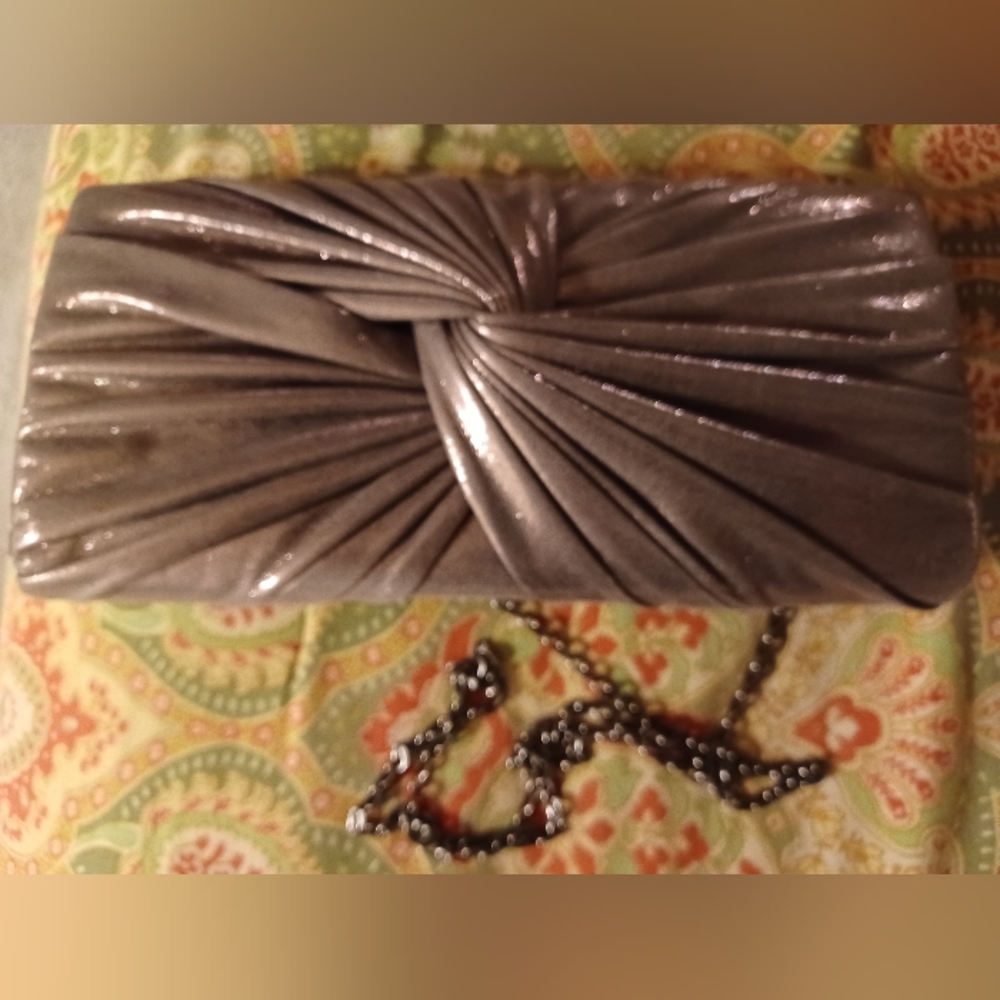 Inzi silver handbag clutch shoulder bag purse